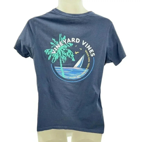 Vineyard Vines Men's Graphic Pocket Tee Medium 100% Cotton Blue - Picture 1 of 11
